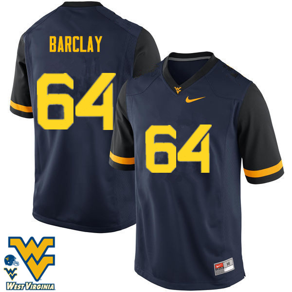Men #64 Don Barclay West Virginia Mountaineers College Football Jerseys-Navy - Click Image to Close